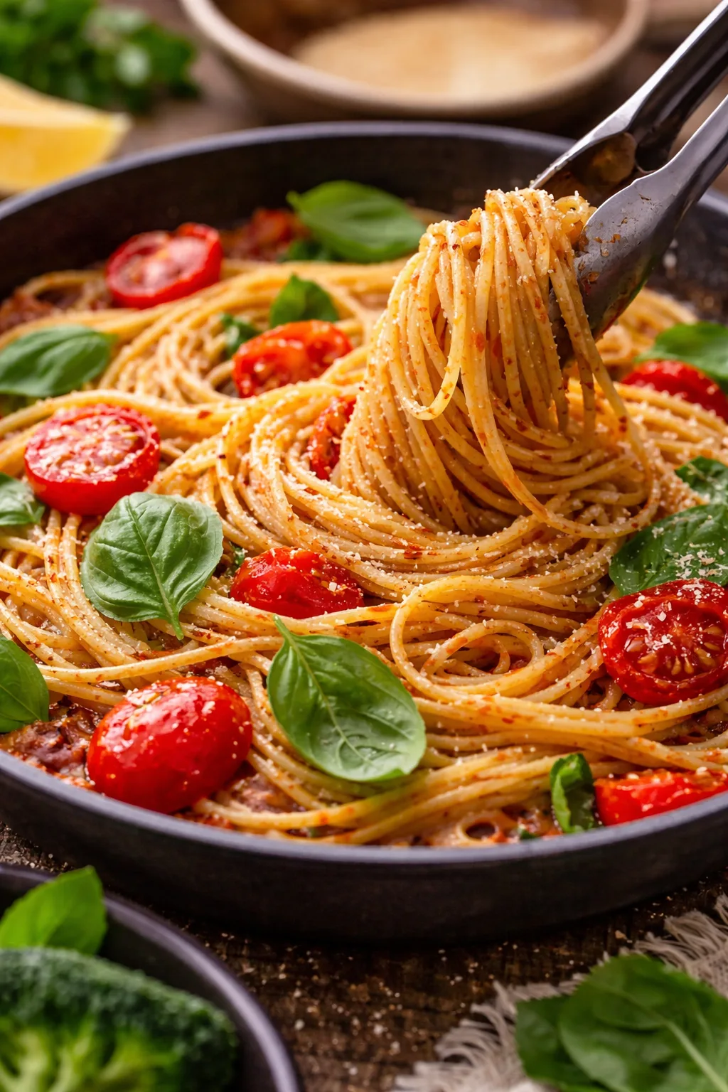 Paste 🍝 cu roșii și busuioc